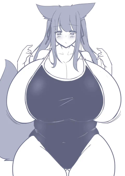 #今年も残りわずかなので今年一番伸びた絵を貼る見た絵描きさんも強制でやる
このキツキツスク水からはみ出るおきつねさんの乳肉ですね🦊 