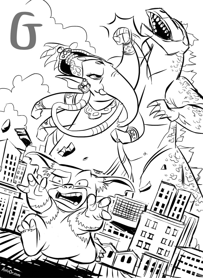 G: Ganesh, Godzilla, and Gizmo
#ABCharacters 