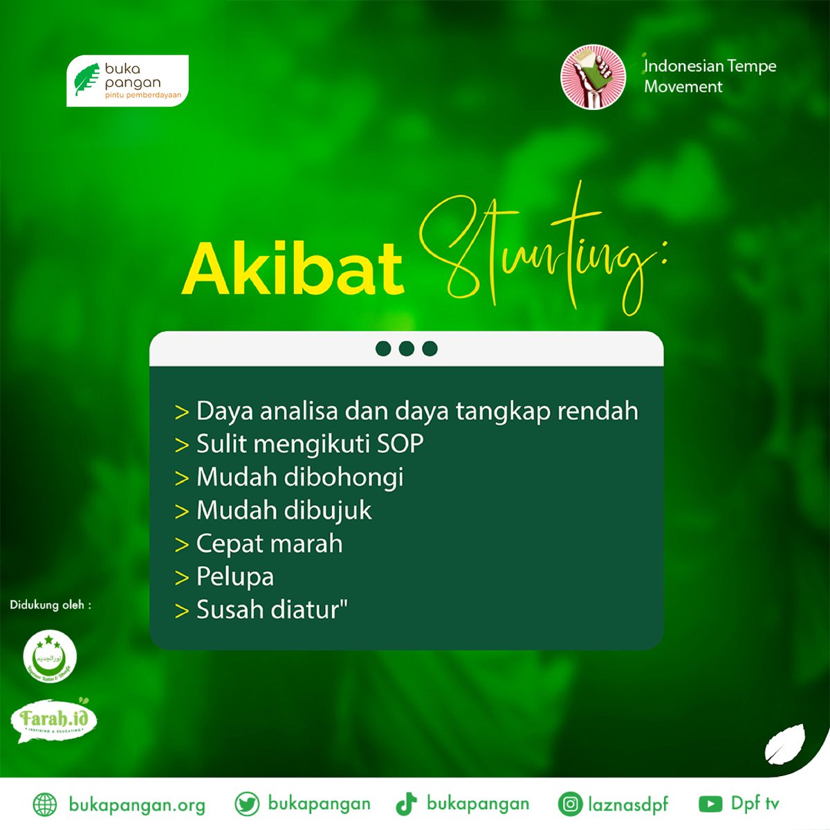 bukapangan's tweet photo. Anak stunted, bukan hanya terganggu pertumbuhan fisiknya saja, melainkan juga terganggu perkembangan otaknya, yg mana tentu akan sangat mempengaruhi kemampuan &amp; prestasi di sekolah,
produktivitas &amp; kreativitas di usia-usia produktif.

#bukapangan #TempeMovement #Stunting https://t.co/MzxGkB9B1c
