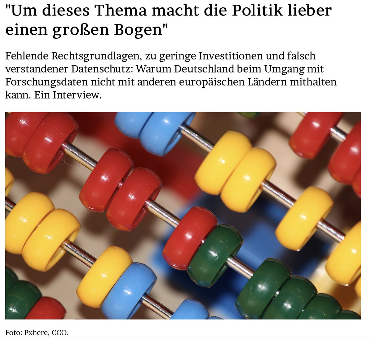 "Um dieses Thema macht die Politik lieber einen großen Bogen"

Warum Deutschland beim Umgang mit #Forschungsdaten nicht mit anderen europäischen Ländern mithalten kann. Ein Interview mit Monika Jungbauer-Gans und Kerstin Schneider vom <a href="/ratswd/">RatSWD</a> 

Im Blog: jmwiarda.de/2022/12/07/um-…