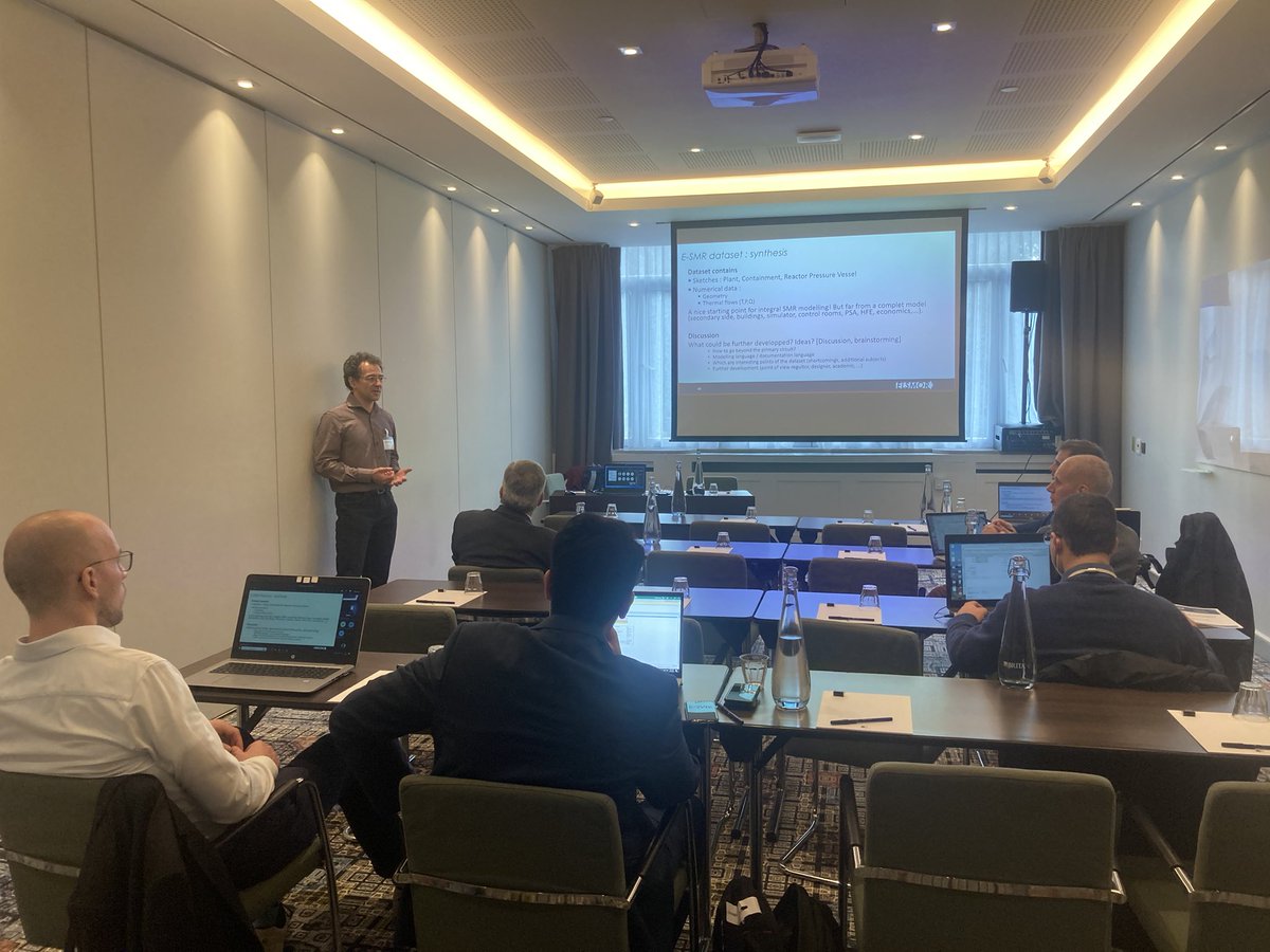 VTulkki's tweet photo. We now have the second day of our ELSMOR / TANDEM workshop with parallel hybrid online/onsite technical sessions. Defence-in-depth, preparation of experimental TH campaign, basis of modelling deck for ”Nuward-like” SMR, uncertainties of thermohydraulic modelling. https://t.co/d1NsKlujae