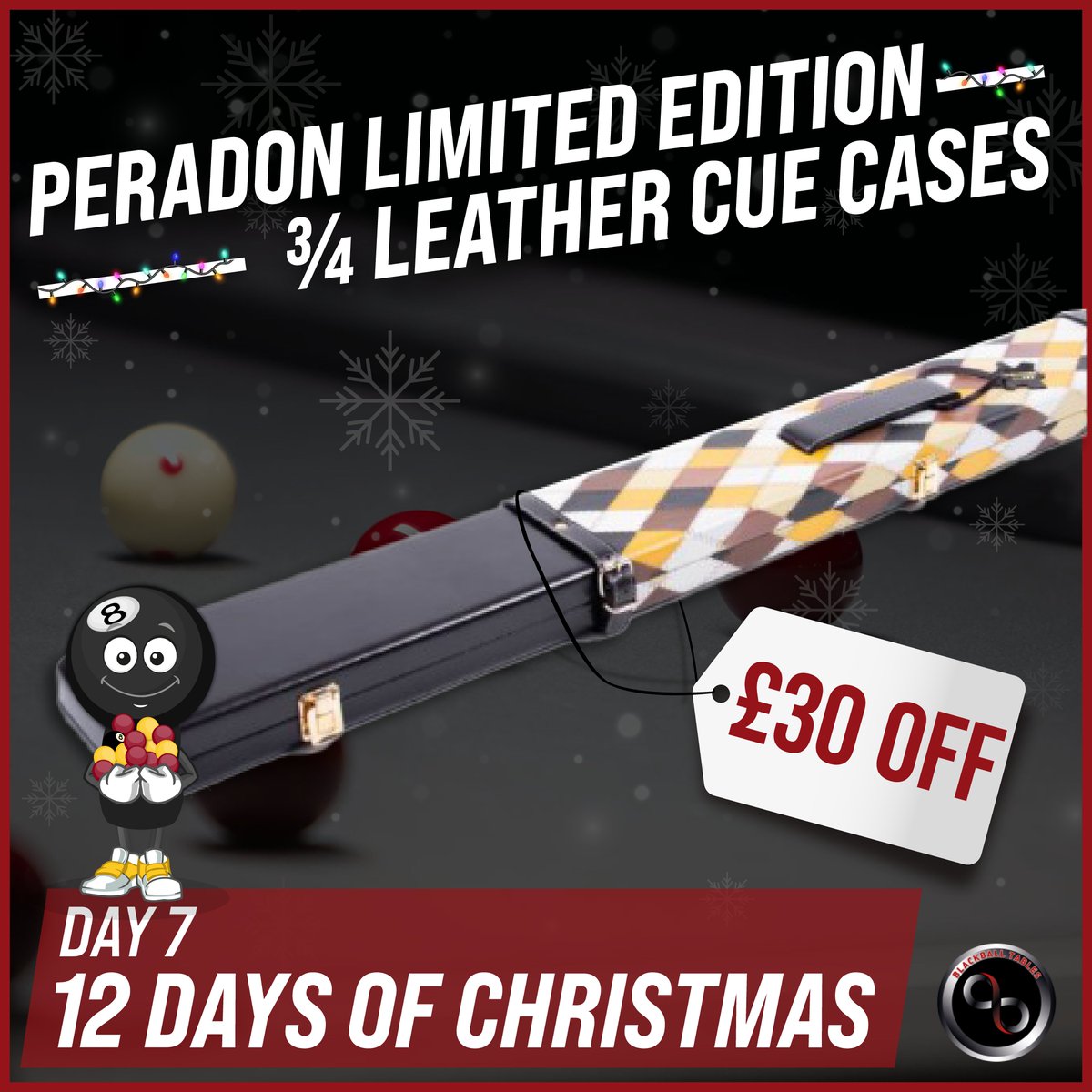 It’s day 7 of the Blackball Table #12DaysOfChristmas

Today we have chosen the Peradon ¾ Genuine Leather Ltd Edition Cue case😍😍 

Shop here for £30 off 👉 bit.ly/3D7BkQe

#12daysofxmas #blackballtables #specialoffers #pooltables #christmaspresent #cuecase