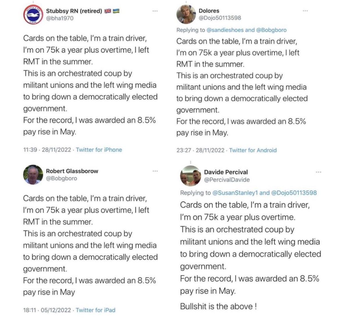 Cards on the table, we’ve misplaced some train drivers ⬇️
There appears to be an orchestrated coup by people who use terms like ‘militant unions’ and ‘left wing media’ 🤔
Frankly, if you’re on 75k and we just won you an 8.5% pay rise in May, why would you ever leave?
#JoinAUnion