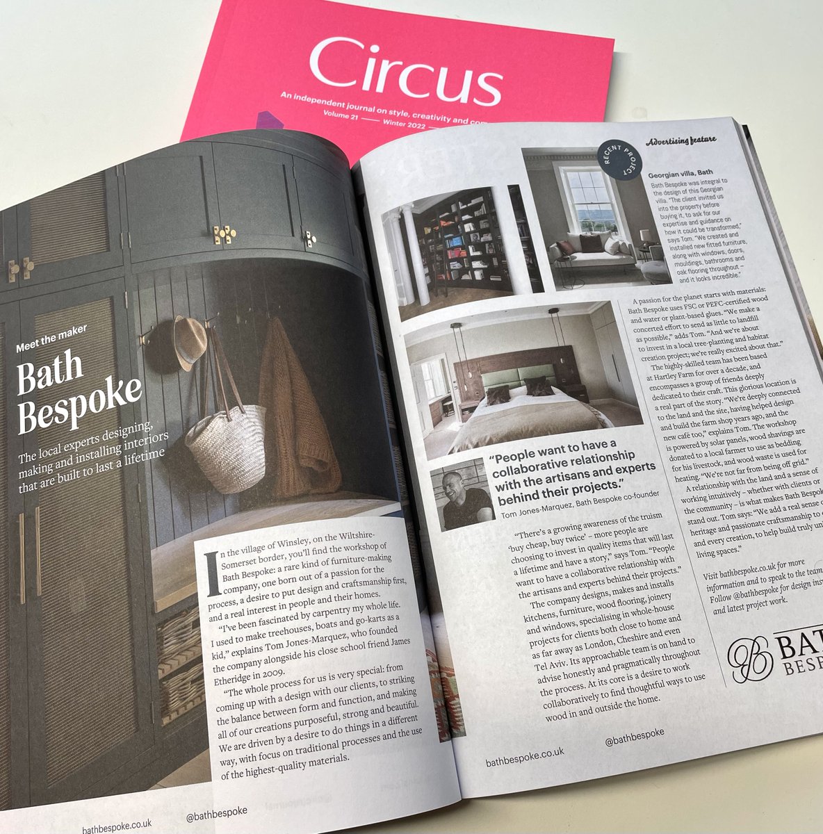 "Bath Bespoke is a rare kind of furniture-making company, one born out of a passion for the process, a desire to put #design and #craftsmanship first, and a real interest in people and their homes."
Delighted to feature in the latest issue of Circus Journal - out now.