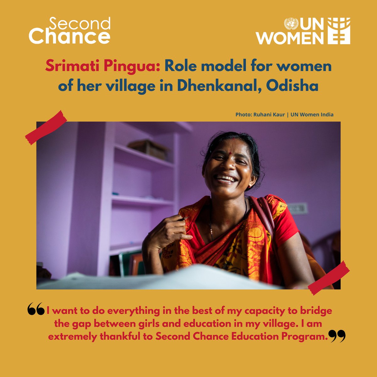unwomenindia's tweet photo. Srimati Pingua works as an Anganwadi worker and took a #secondchance and completed her secondary and higher secondary examination with National Institure of Open Schooling (NIOS) under @SCEprogram  

#Education4All #shecanlearn #shecanearn https://t.co/3Mw1ZE16Km