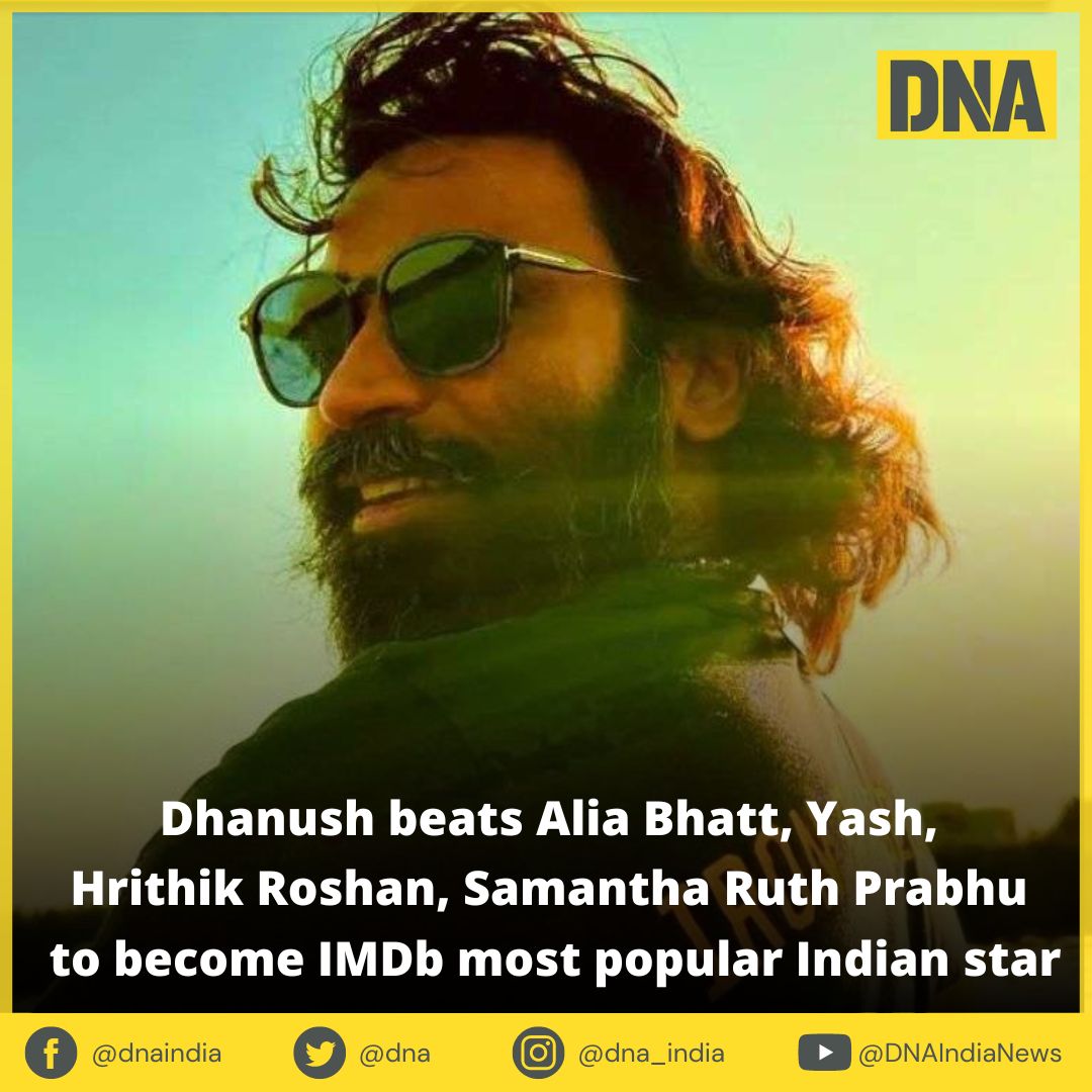 Dhanush tops IMDb list of most popular Indian stars, followed by