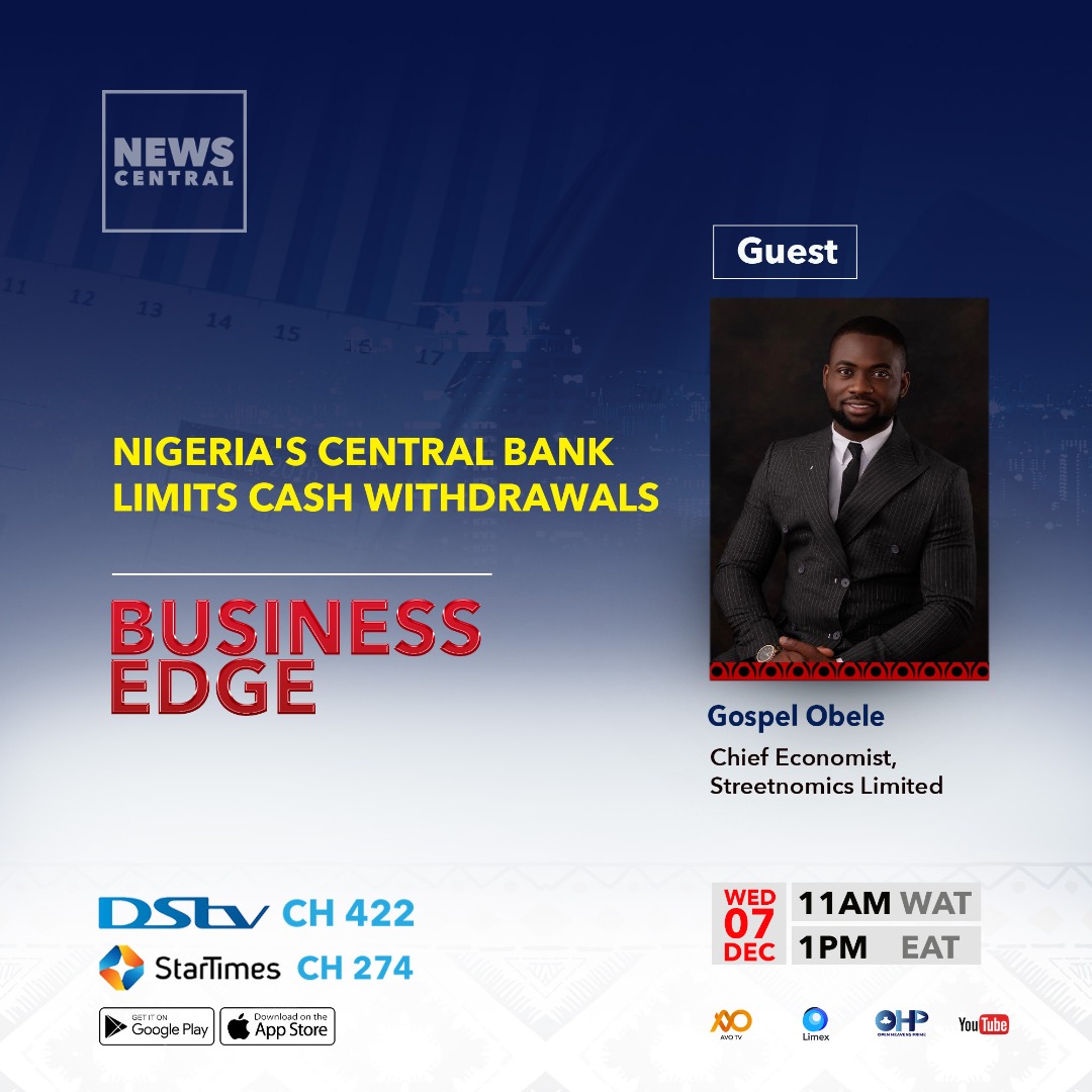 NewsCentralTV's tweet photo. It's not news that Nigeria has redesigned some of its legal tenders, but now it has also limited cash withdrawals over the counter, at ATMs, and at POS. What impact will this have on Nigeria's economy? To know more, join us at 11 a.m. WAT on #BusinessEdge https://t.co/5xWLefy3hS
