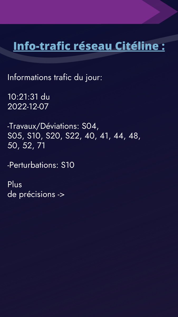 StadiusMove's tweet image. Info-trafic Citéline ligne toutes :
➡ 10:21:31 du 2022-12-07#
toutes #stadiusmove #citeline #thionville