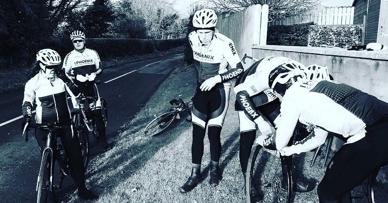 The small B2 group went East.  Heading through Drumbo, Saintfield and Ballynahinch before stopping in Balloo to warm themselves up after a puncture in their group too!! Barney had the repair done in no time and no bikes were turned upside down in the process!