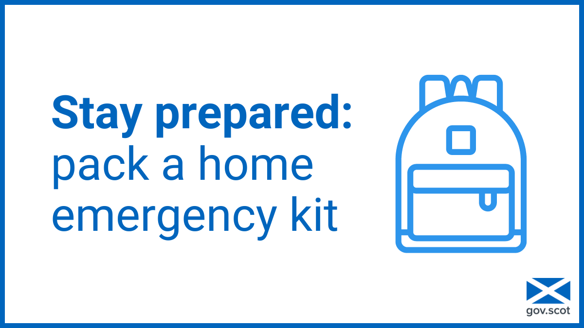 Do you have a home emergency kit prepared? It will help you and your loved ones know what to do in case of an emergency. For tips on how to build your kit, visit ready.scot/prepare/emerge… @ReadyScotland @theBSCprogramme