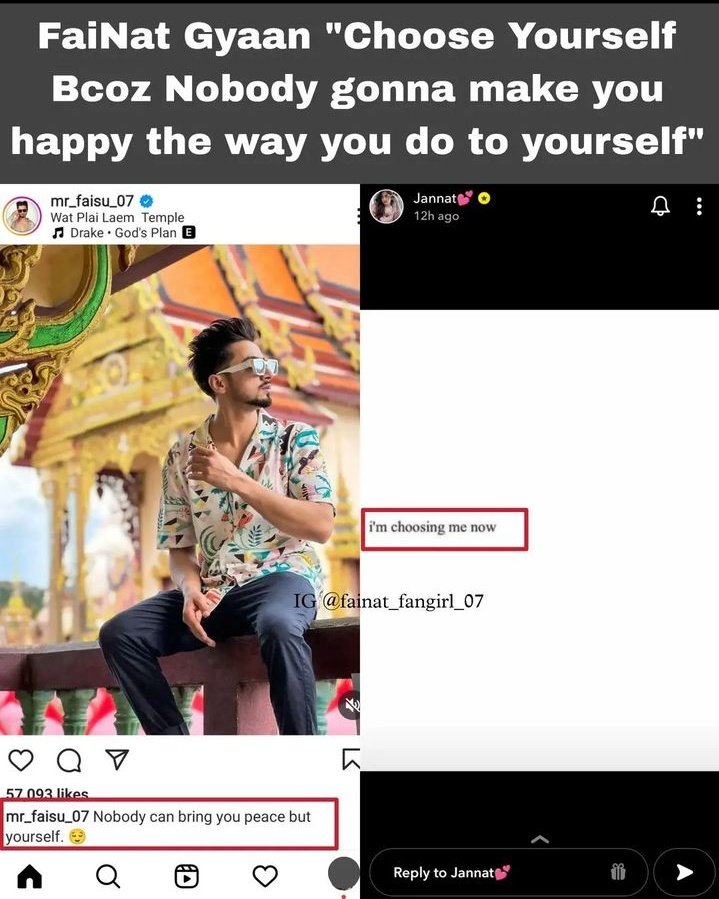 fainatxtriggu's tweet photo. Fainat ka gyaan 
Love yourself

#FaisalShaikh #jannatzubair #FaiNat https://t.co/N2rkMpSTUY