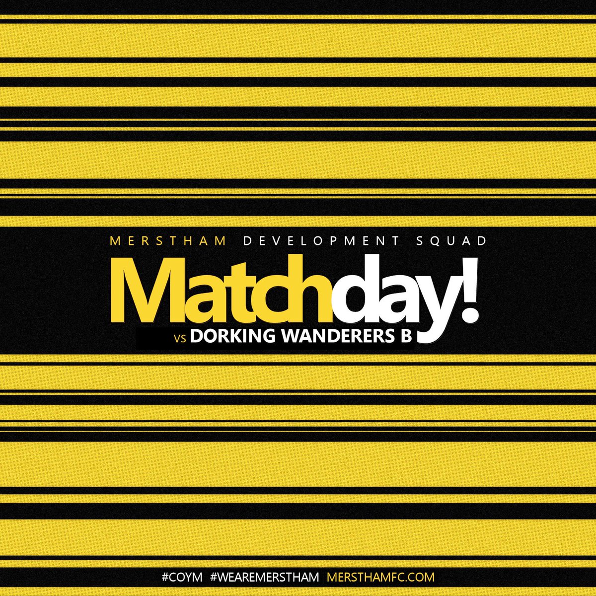 𝗠𝗔𝗧𝗖𝗛𝗗𝗔𝗬

We’re back in action at the worldflow Stadium tonight. Come down and support the lads 🆚 @academy_dwfc in the Surrey FA Premier County Cup. KO 7:30. 

#COYM | #WeAreMerstham 🧡🖤