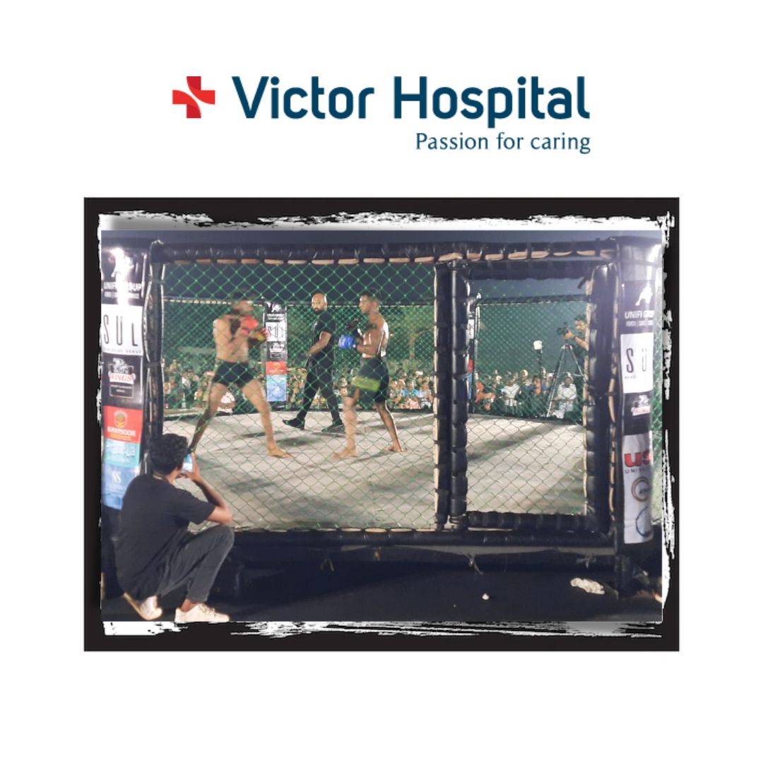 HospitalVictor's tweet photo. Victor Hospital partnered with Goa Fight Night 3.0 as the “Medical Partner” to extend medical support to the participants of the Mixed Martial Arts event. The medical team made sure all the participants got due treatment during and after the fights. https://t.co/WxxbOZb6f7