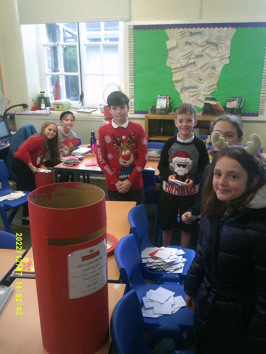 PickeringJunior's tweet photo. Our Y6 Christmas elves are busy sorting all the Christmas cards that have arrived in our post boxes today #PCJS #stepintoChristmas #onedayclosertosanta #Christmaselves https://t.co/kyB6iYcYYA