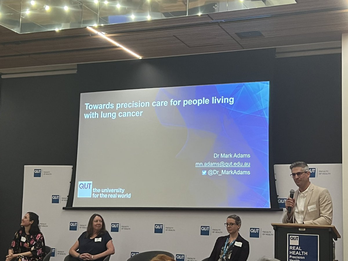 Next up, @Dr_MarkAdams talking about his important research on identifying #biomarkers to utilize for  #precisionmedicine  to treat #lungcancer 🧬💊 @QUT #QUTHealth