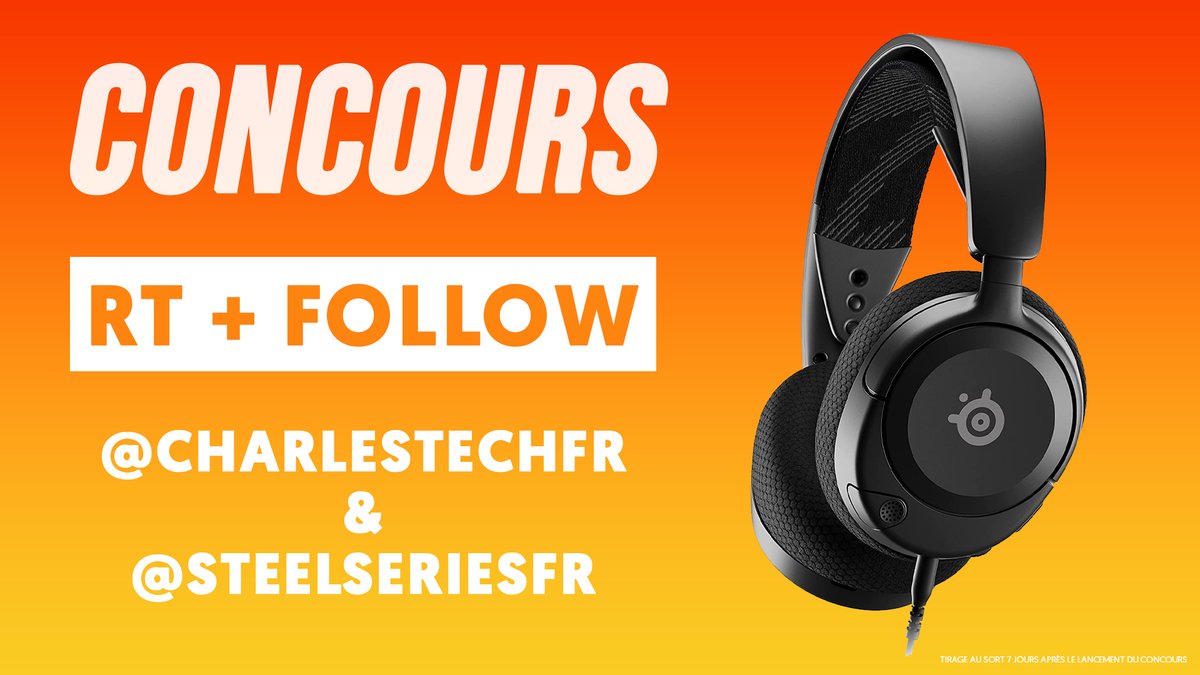 🎁 #CONCOURS - Gagne ton nouveau casque gamer, le SteelSeries Arctis Nova 1 !

🔁 RT ce tweet
👉 FOLLOW <a href="/charlestechfr/">Charles Tech</a> et <a href="/SteelSeriesFR/">SteelSeries France 🇫🇷</a> 
 
🔔 Active la cloche pour ne rien louper !

📅 Tirage au sort le 14/12/2022