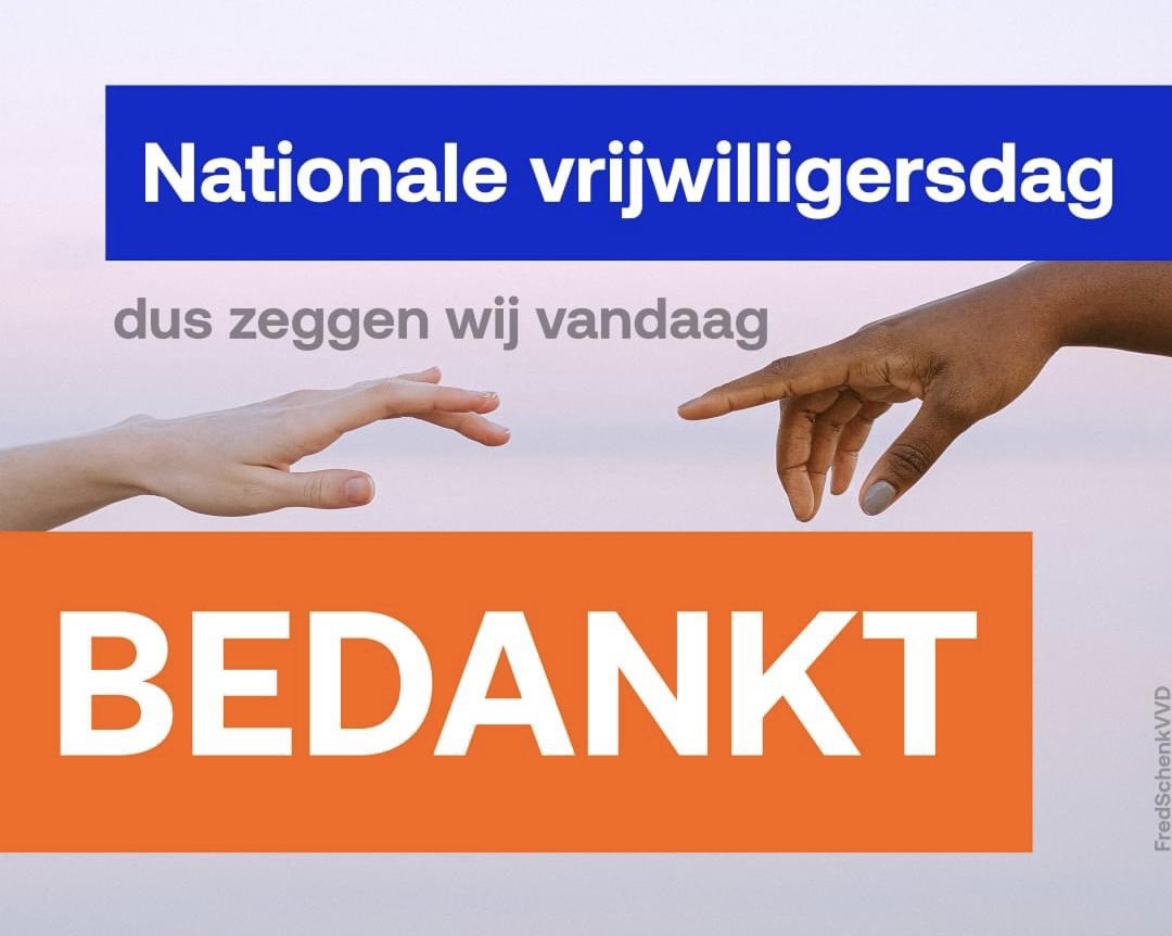 Vandaag is de nationale vrijwilligersdag! Er zijn talloze voorbeelden zoals: politieke partijen, sportverenigingen, brandweerposten en vele andere organisaties draaien op de belangeloze inzet van vele vrijwilligers.
