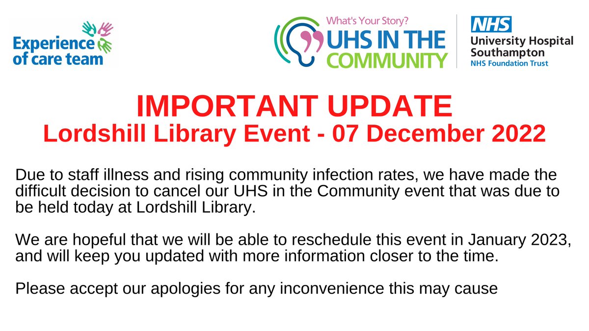 IMPORTANT UPDATE - Today's session cancelled!