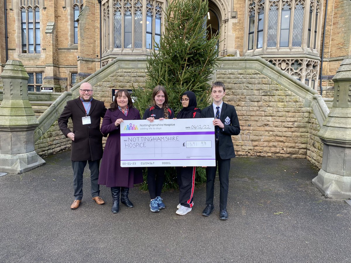 We were very honoured to make a donation to <a href="/nottshospice/">Nottinghamshire Hospice</a> to support the wonderful work that they do. The <a href="/NottsHigh/">Nottingham High School</a> Year 9 students raised this money following a 10km sponsored walk - well done to all who took part 👏