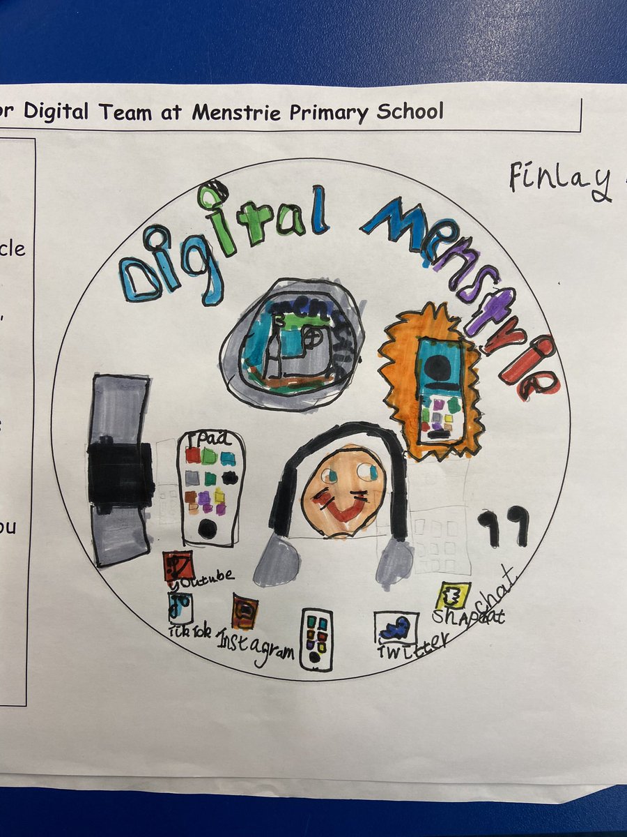 MenstriePrimary's tweet photo. Digital Menstrie has a new logo designed by one of our digital leaders. Designed by Finlay in P3, the design captures the many ways we communicate, work and play online. #digitalmenstrie @ClacksDigital #digitallearning https://t.co/9eRlFEzvFT