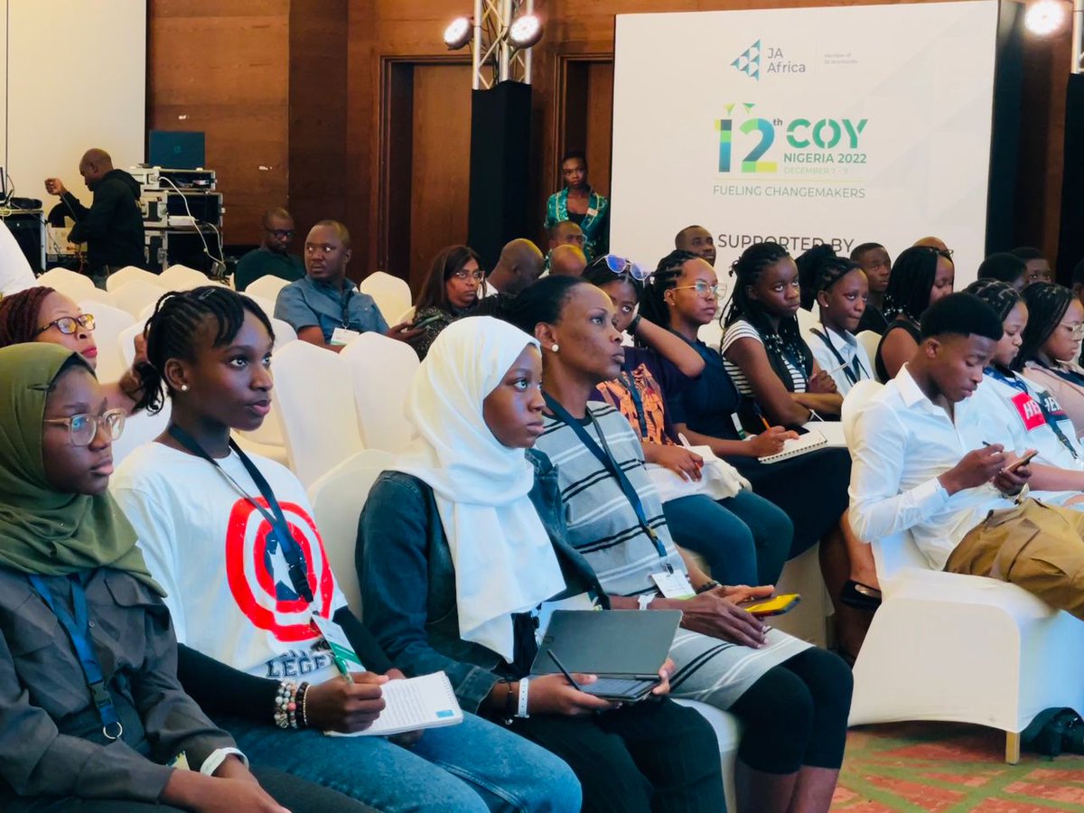 #AfricaCOY22 is here! Pictured: JA Africa's CEO, <a href="/favoredSSN/">Simi S Nwogugu</a>, and ED of <a href="/JANigeria/">Junior Achievement Nigeria</a>, Foluso Gbadamosi, welcoming the students.
#EntrepreneurshipEducation