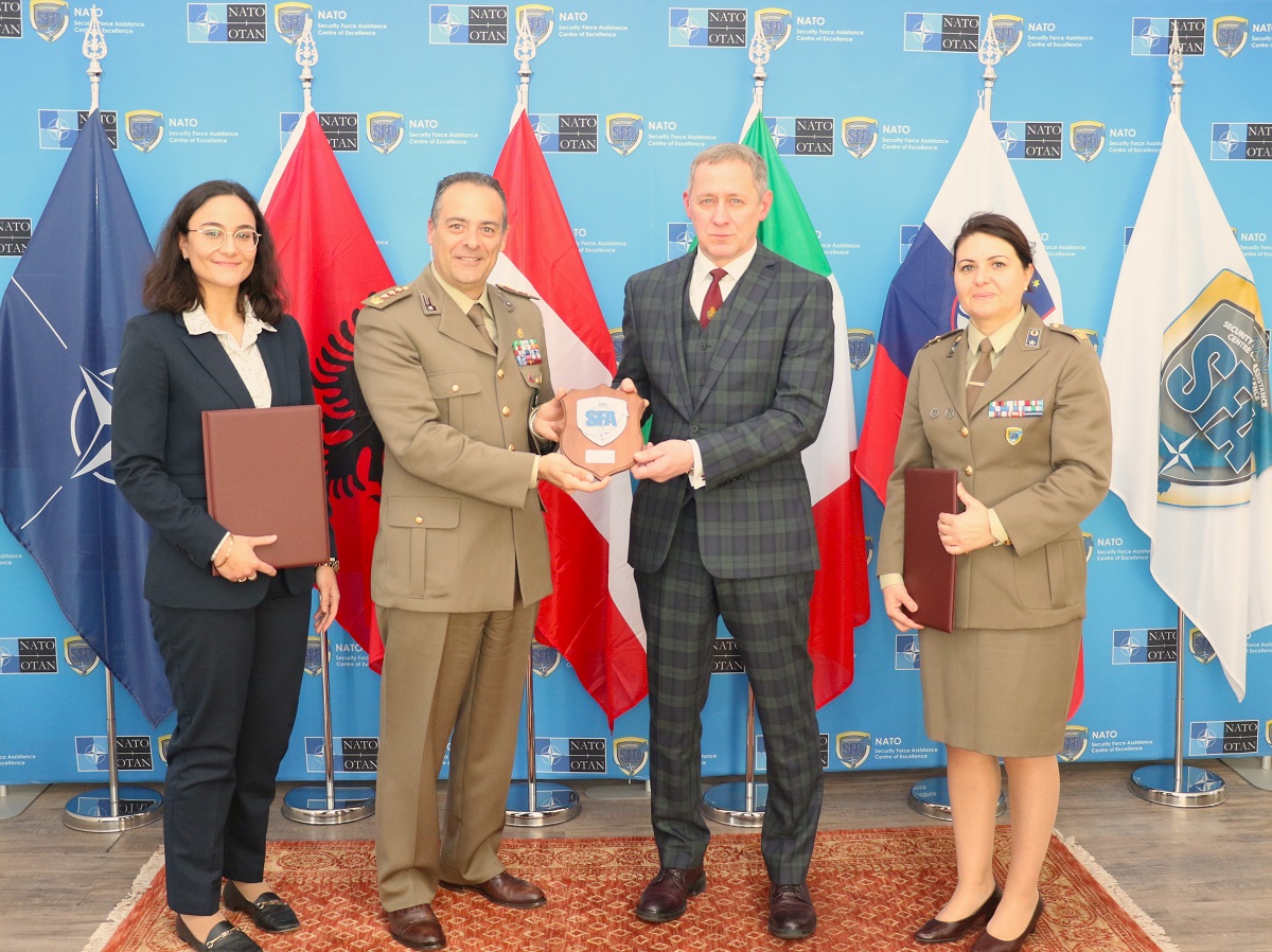 NATOSFACOE's tweet photo. AUSTRIA JOINS THE NATO SFA COE 
The presence of #Austria will further increase the capacity and effectiveness of COE confirming the synergistic collaboration with all @NATO Partner Countries
🇦🇱 🇦🇹 🇮🇹 🇸🇮  
#NSFACOE
https://t.co/UaKdUUJBQv 
@SM_Difesa 
https://t.co/AxYNN8HmMp https://t.co/DZgTqt6S1W