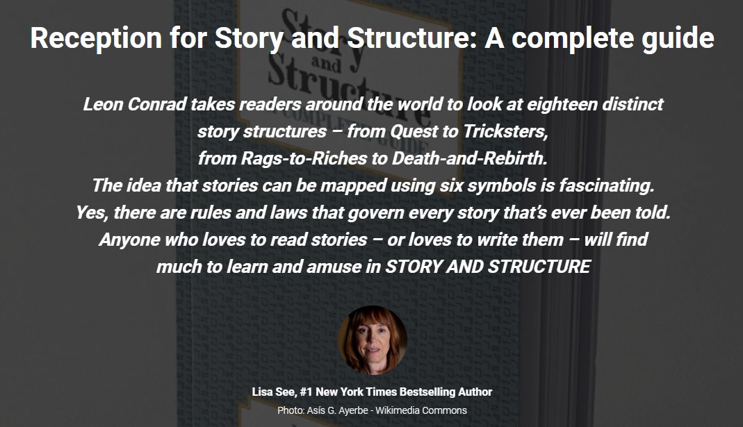 A wonderful and very generous response to my book 'Story and Structure' - thank you so much, @Lisa_see - very grateful!
unknownstorytellerproject.com 
#WritingCommunity #writing #storytelling #storystructure #unknownstorytellerproject #leonconrad