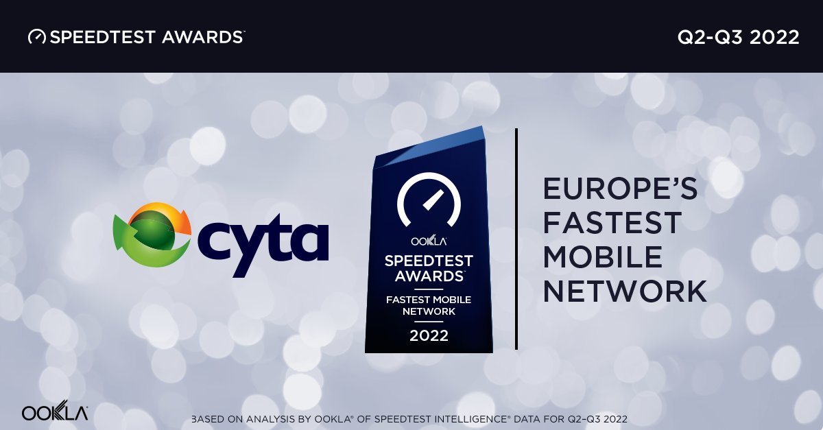Congratulations to <a href="/cytacyprus/">Cyta</a>, the Fastest Mobile Network in Europe. 
speedtest.net/awards/europe/…