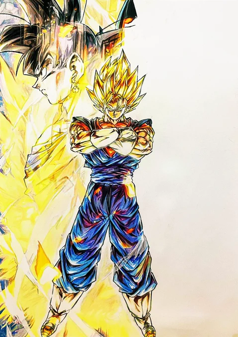 半分終わりました#ドラゴンボール#レジェンズ#色鉛筆#超ベジットUL#模写 