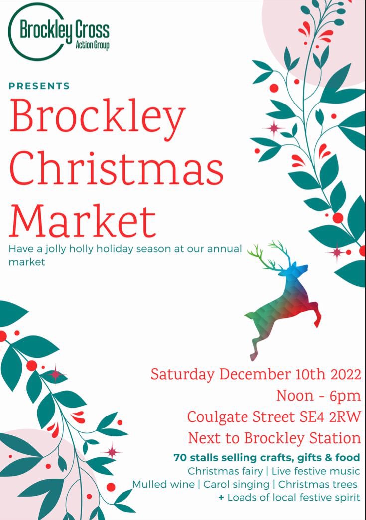 Come join us for some festive fun this Saturday 10th Dec 12-6pm at the Brockley Christmas Market in front of the station. There’ll be 75 stalls of fabulousness so you can do all your Christmas shopping whilst sipping mulled wine and eating mince pies 🎅🏻🎄🍷💫