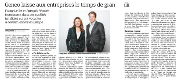 marclandre's tweet photo. En attendant la mise en ligne du papier sur le site de @Le_Figaro, focus sur une très belle entreprise: @GeneoCapital, co-fondée par @LETIERFanny (avec François Rivolier) qui se définit comme une entrepreneure de la finance et non la dirigeante d'un fonds d'investissement... https://t.co/80GxehBkru