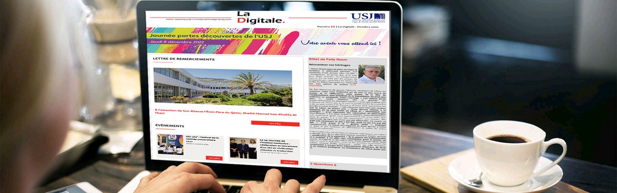 USJLiban's tweet image. Le numéro 22 de #LaDigitale vient de sortir ! 📢
Bonne lecture ! ⬇️
usj.edu.lb/newsletter/ind…

#USJLiban #SPCOM  #USJNews