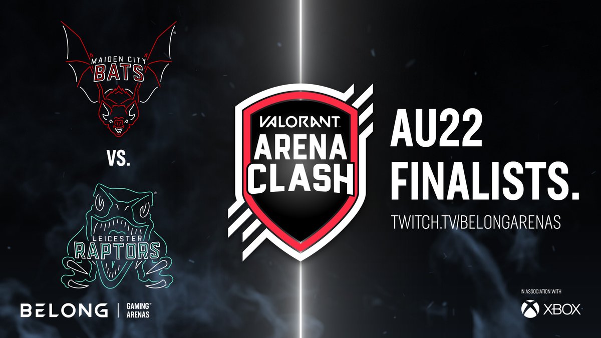 And there we have it, our #Valorant &amp; #Tekken7 Arena Clash Finalists.

💥 #Valorant 
<a href="/BelongMaidenCty/">Belong Maiden City Bats</a> vs <a href="/BelongLeicester/">Belong Leicester Raptors</a> 
Both are new contenders for this title!

💪 #Tekken7
<a href="/BelongBhamNewSt/">Belong Birmingham Bruisers</a> vs <a href="/BelongBFD/">Belong Bradford Rams</a> 
After finally taking the trophy last year can the Rams keep hold of it?