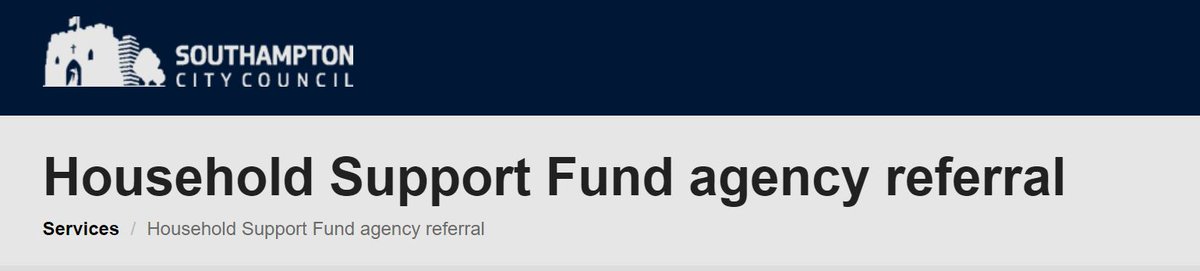 Southampton Household Support Fund (funded by the Government (DWP)) – agency and self-referrals for supermarket voucher. The scheme will reopen in January 2023 and will provide an update in the new year. 
#Southampton Household Support Fund 
<a href="/S0Linked/">SOLinked</a> <a href="/SouthamptonCC/">SouthamptonCC</a>