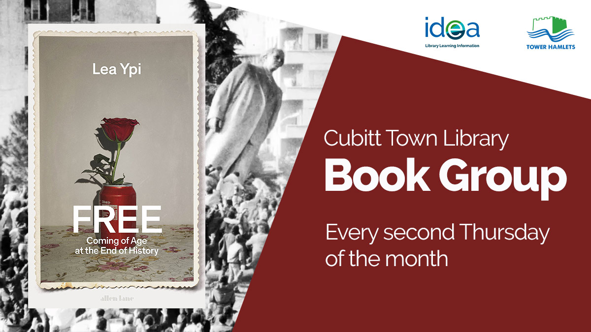 ideastores's tweet photo. Talk about what you’re reading and make friends with other readers in our book groups. 
Tomorrow, the Cubitt Town Library Book Group will be talking about 'Free' by Lea Ypi.
Details on how to take part here https://t.co/lrMDH262Wd https://t.co/PtGIIVJD81
