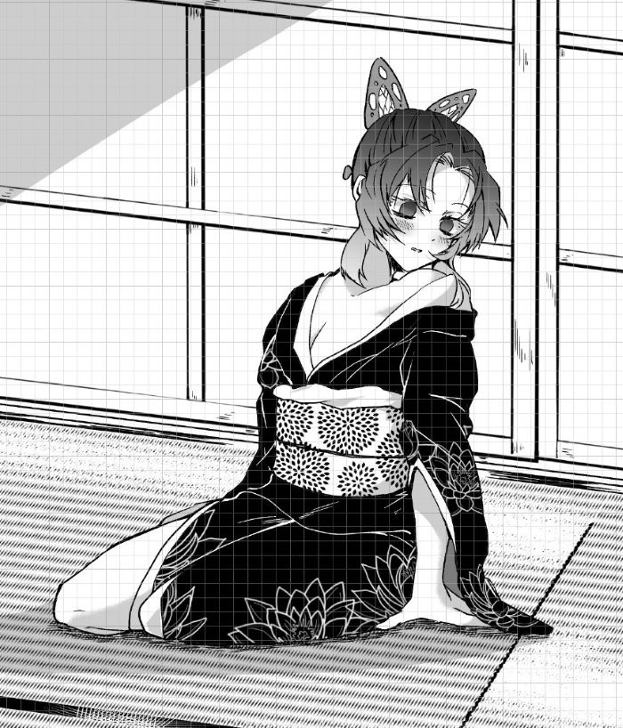 媚薬BADENDその後新刊作業進歩。
BADENDなのでしのぶちゃんの着物は黒っぽく。 