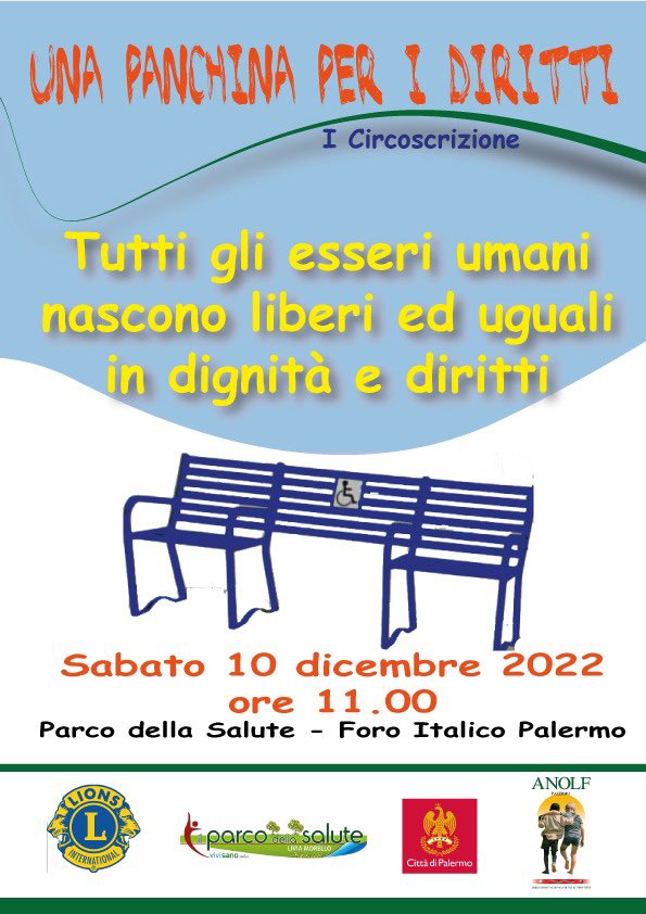 #giornatamondialedirittiumani 
Una panchina per ribadire l’essenzialità, l’universalità e l’inalienabilità dei diritti umani.