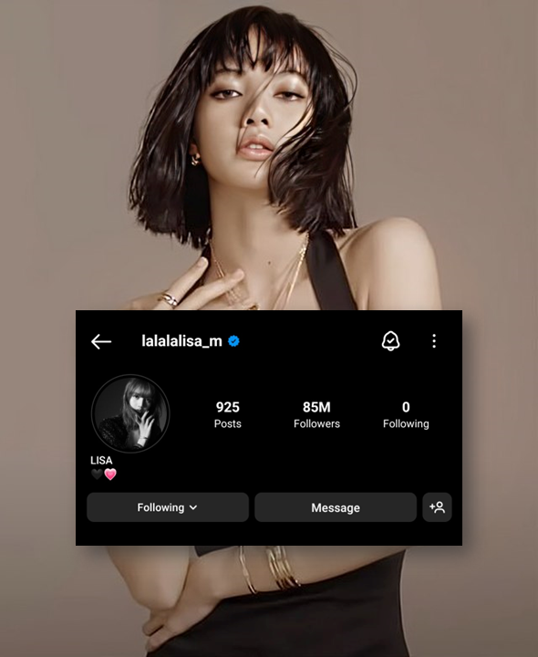 spinorbinmusic's tweet photo. #BLACKPINK's LISA has surpassed 85 MILLION followers on Instagram.

She is the first K-pop artist and Thai to reach this milestone. https://t.co/bB4FQiL0bS