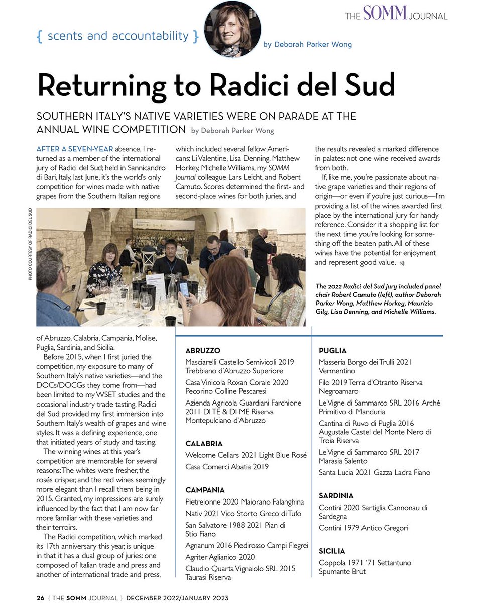 Parlano di Noi! Siamo sull'edizione di gennaio 2023 del The <a href="/SommJ/">The SOMM Journal</a>, 📰 una delle riviste americane tra le più autorevoli al mondo! 🍇
#radicidelsud2023 #radicidelsud #radiciwines