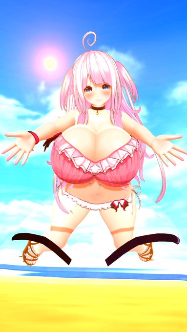 スライムに乗るメグちゃん(スライムの透明度高すぎて見えない) 