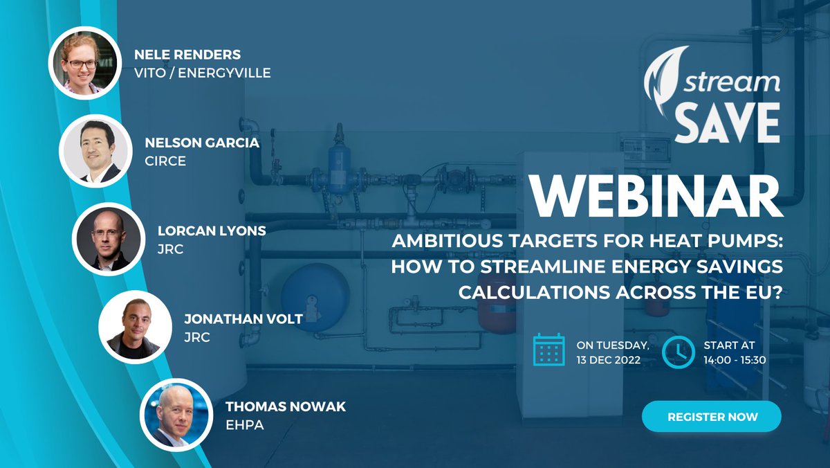 stream_save's tweet image. Registration for the 2nd #streamSAVE webinar is now open! Join us on Tuesday 13/12 to learn more about #heatpumps and their potential for industrial processes.

🔗bit.ly/3iLwwYZ

#H2020EE #energysavings