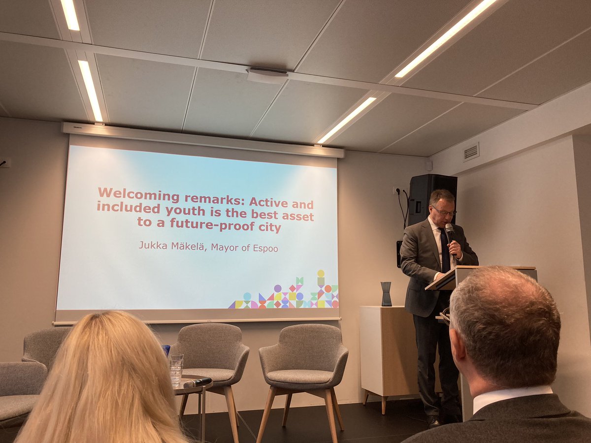 annikaforsten's tweet photo. If a #city doesn’t empower #youth, does it have a future at all? #YouthParticipation is a key value in @EspooEsbo says @KjMakela and shares examples of #FutureMentors, #YouthCouncil and #ParticipatoryBudgeting
#EuropeanYearOfYouth event @HelsinkiEU is on 💪🏻
#InnovationEspoo https://t.co/Ro7UdEyfrU