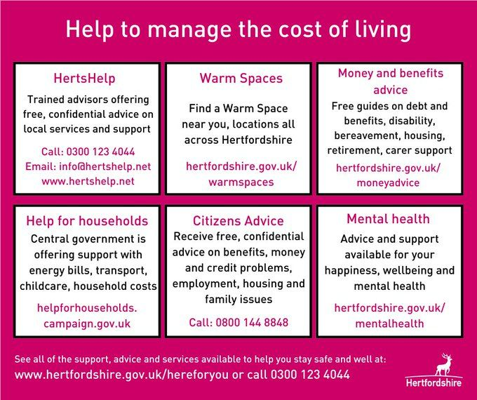 One graphic from <a href="/hertscc/">Hertfordshire County Council</a> summarising all our #CostofLiving support and guidance.
