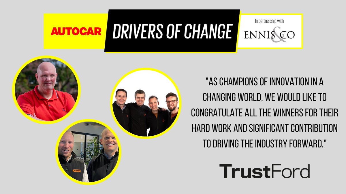Autocar Drivers of Change (@autocardoc) on Twitter photo "TrustFord is proud to sponsor Drivers of Change. As champions of innovation in a changing world, we would like to congratulate all the winners for their hard work and significant contribution to driving the industry forward."
Thanks for your support, <a href="/TrustFordUK/">trustforduk</a> #AutocarDoC "TrustFord is proud to sponsor Drivers of Change. As champions of innovation in a changing world, we would like to congratulate all the winners for their hard work and significant contribution to driving the industry forward."
Thanks for your support, <a href="/TrustFordUK/">trustforduk</a> #AutocarDoC
