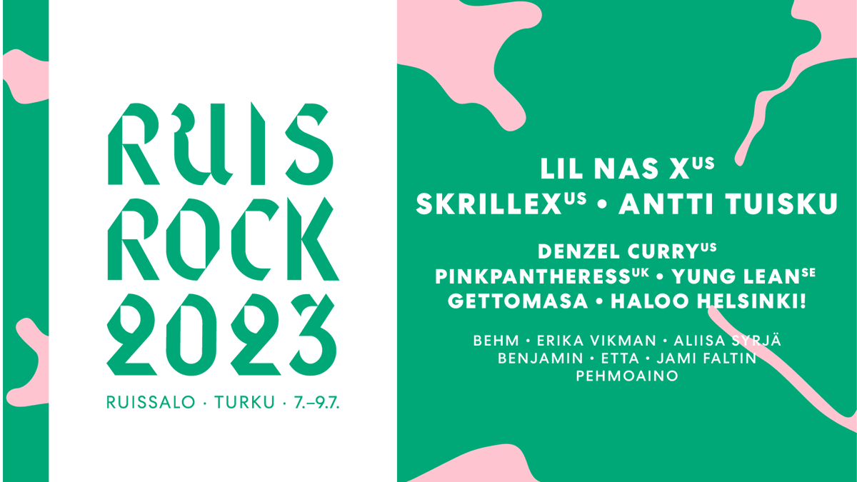 Lil Nas X, Skrillex ja monia muita vahvistuksia Ruisrockiin ❤️‍🔥 Turun Ruissalon rannoilla nähdään 7.–9.7.2023 kansainvälisiä kiinnityksiä ja kotimaisia kärkinimiä. Nappaa liput talteen, kolmen päivän liput ➡️ @tiketti ja ruisrock.fi. 

#Ruisrock2023 #KohtiRuissia