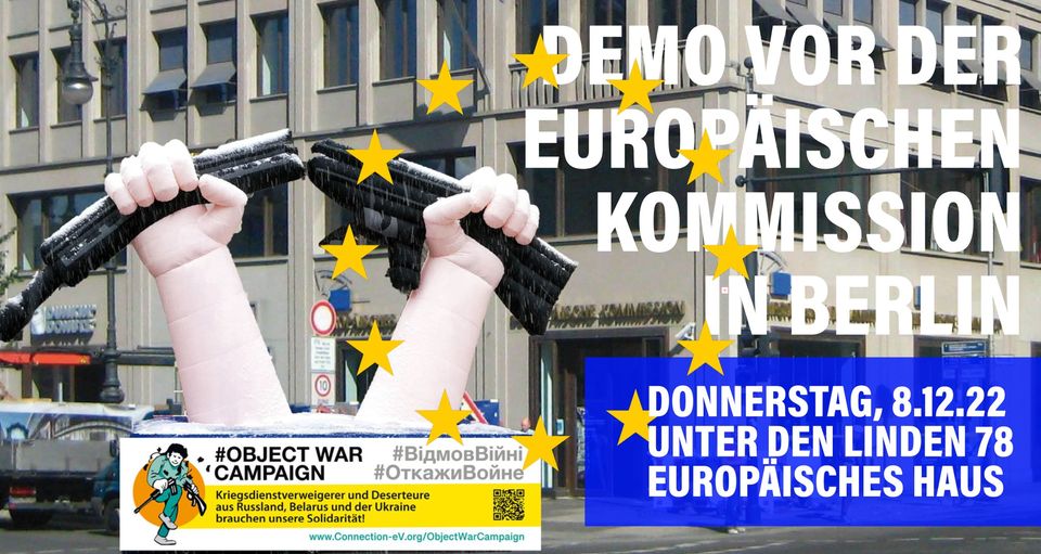 IPPNWgermany's tweet photo. Kommt zur Aktion morgen 8.12. 11h #Berlin: Zerbrochenes Gewehr vor der EU-Kommission. Wir fordern die EU auf, Kriegsdienstverweigerern und Deserteuren aus #Russland, #Belarus und der #Ukraine Schutz &amp; Asyl zu garantieren! https://t.co/QlzIn86WEO #StandWithObjectors #RefuseToKill https://t.co/kWXZptZdcE