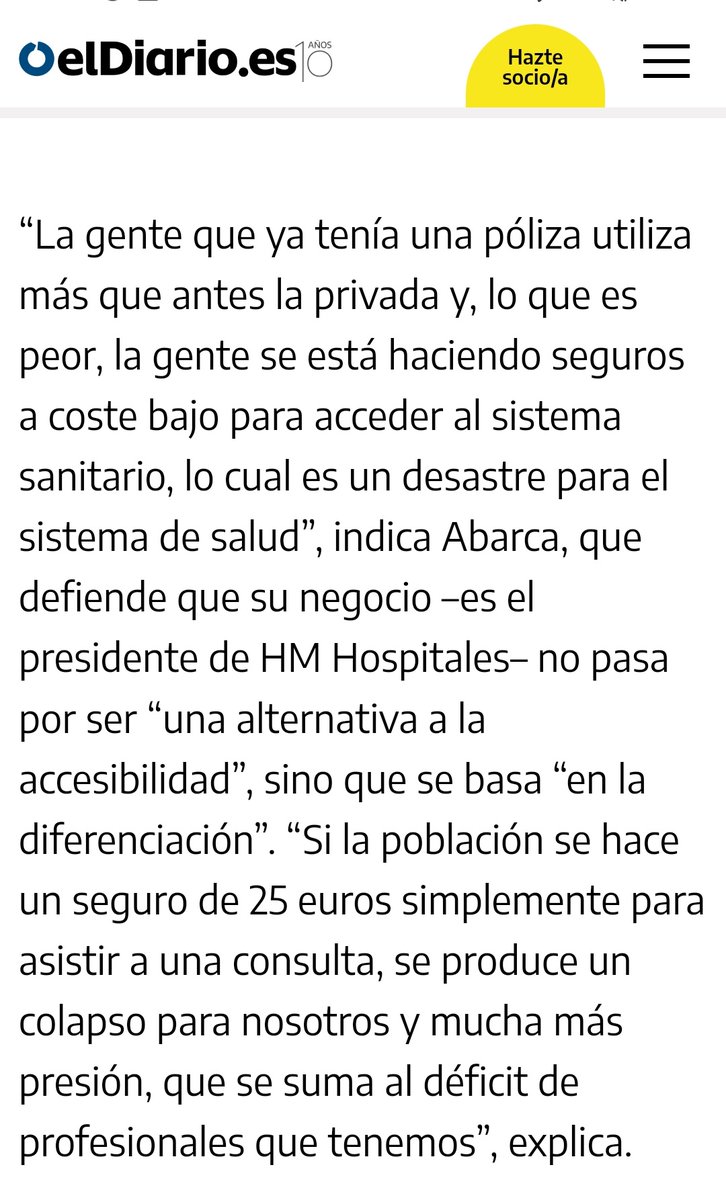 Medicilio's tweet photo. La sanidad privada quejándose de que los asegurados usan los seguros es lo único que necesitas leer hoy.

Están a un paso de decir abiertamente que si la Sanidad Pública se va a la mierda van a tener que subir las cuotas. https://t.co/qeTKUXtbZe