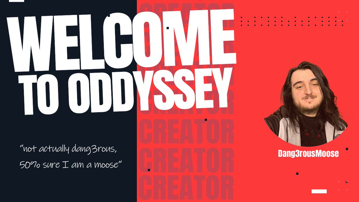 Emerging from the deepest parts of the Canadian wilderness, he has gifted us with his presence.

Please welcome <a href="/Dang3rousMoose/">Moose</a> to the #ODDSQUAD and check out his socials below!

Twitch - twitch.tv/dang3rousmoose
TikTok - tiktok.com/@dang3rousmoos… 
YouTube - youtube.com/user/Dang3rous…