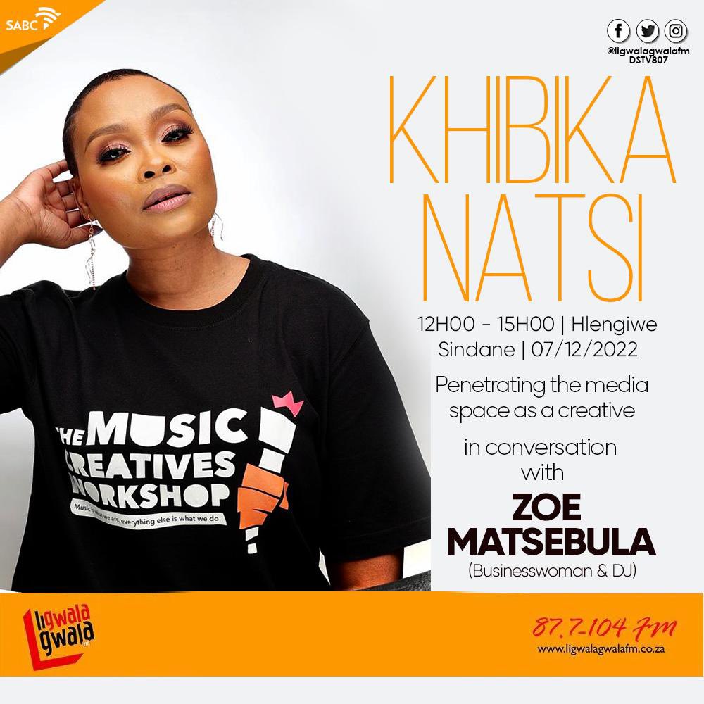 music_creatives's tweet photo. Catch @deejayzoe on Khibika Natsi as she talks all things penetrating the media space as a creative with @h_sindane 

📻 @ligwalagwalafm 
⏱ 12:00 - 15:00

#TMCW2022 #WeAreMusic https://t.co/2ED7xgtHgo