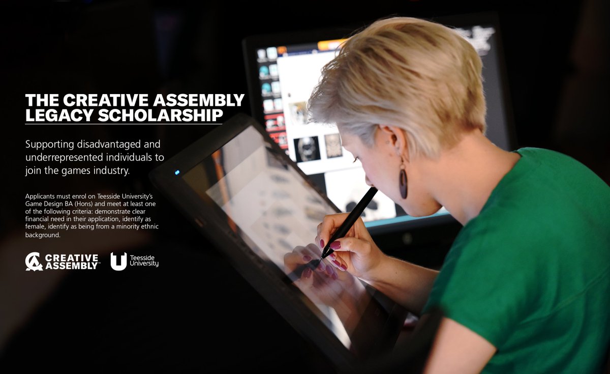 We’re pleased to be funding a second year of the CA Legacy Scholarship. This scholarship provides disadvantaged UK students with financial support for their time studying Game Design <a href="/TeessideUni/">Teesside University</a>.